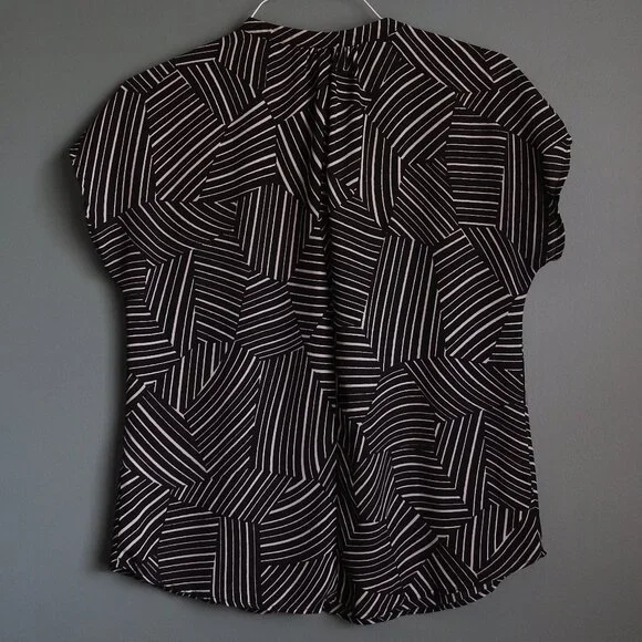 2/$13 Apt. 9 Flowy Business Top, Black & White Striped - Size Medium - Picture 4 of 6